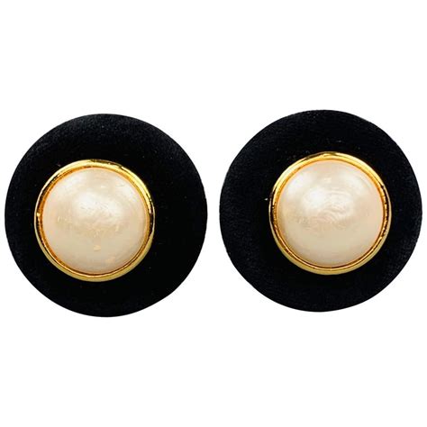 vintage chanel black velvet cc earrings price|Chanel Earrings .